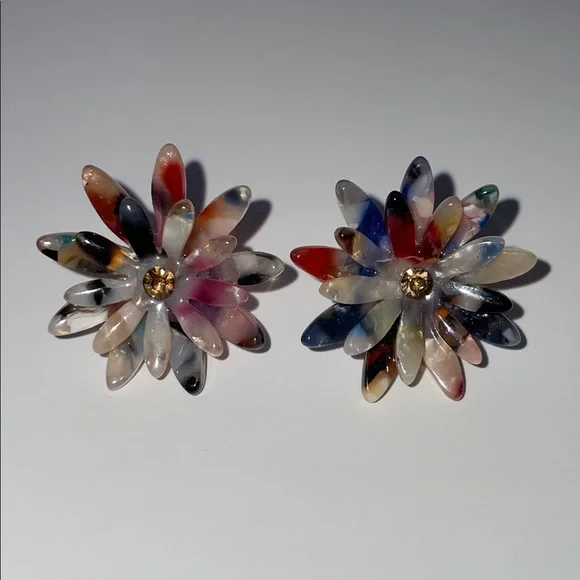 Vintage Multicolor Floral Earrings. - Picture 1 of 2